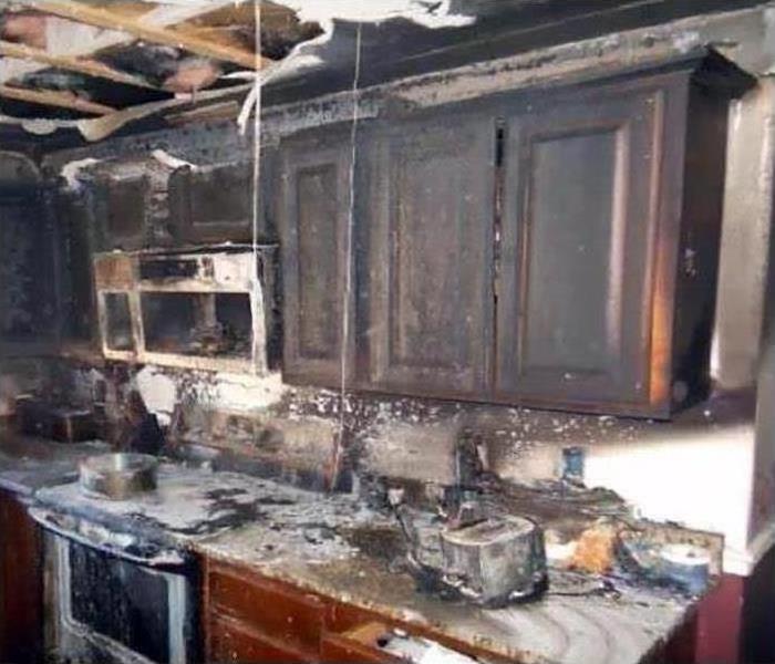 Kitchen cabinets burned